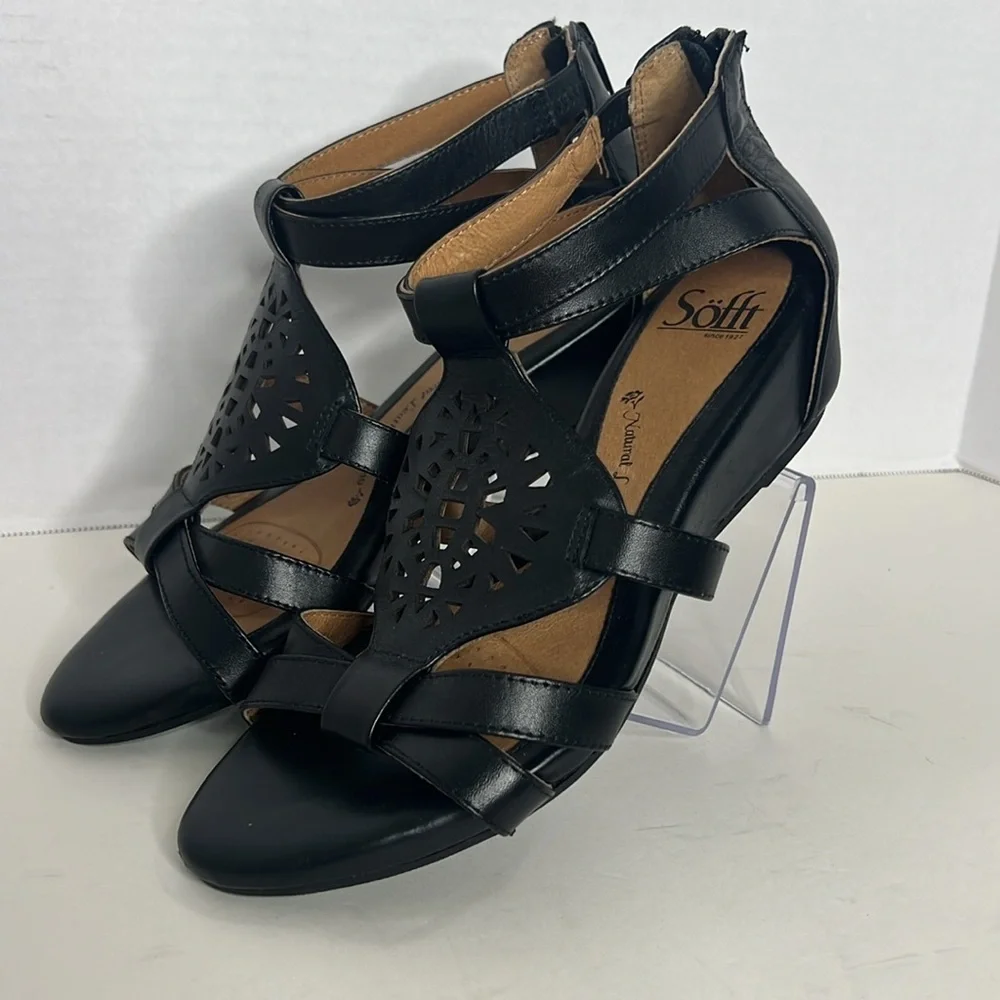 Sofft Breeze Sandals Leather Strappy Comfort Heel 7W